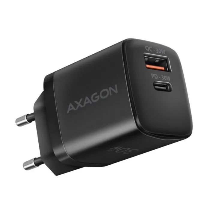 Зарядное устройство AXAGON 1xUSB QC4.0 + 1xUSB-C PD30W PPS black Фото