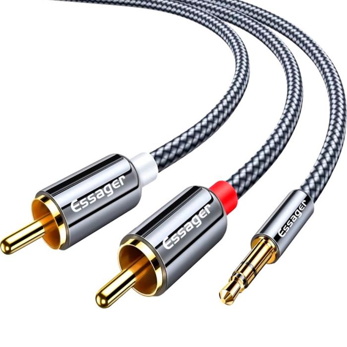 Кабель мультимедийный Essager 3.5mm M to 2xRCA M 2.0m Фото